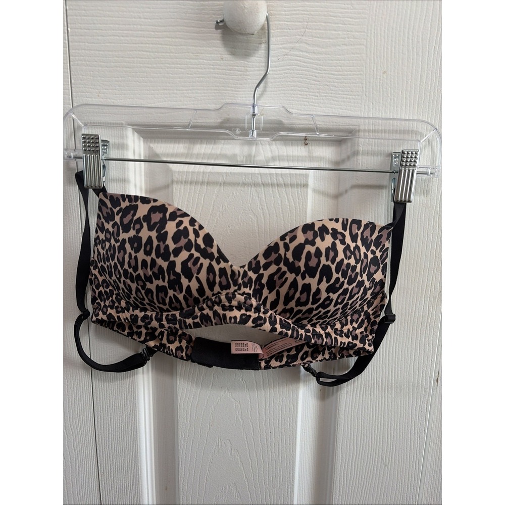 Dobreva Leopard Print Push Up Bra Womens Size 32B Brown Animal Print